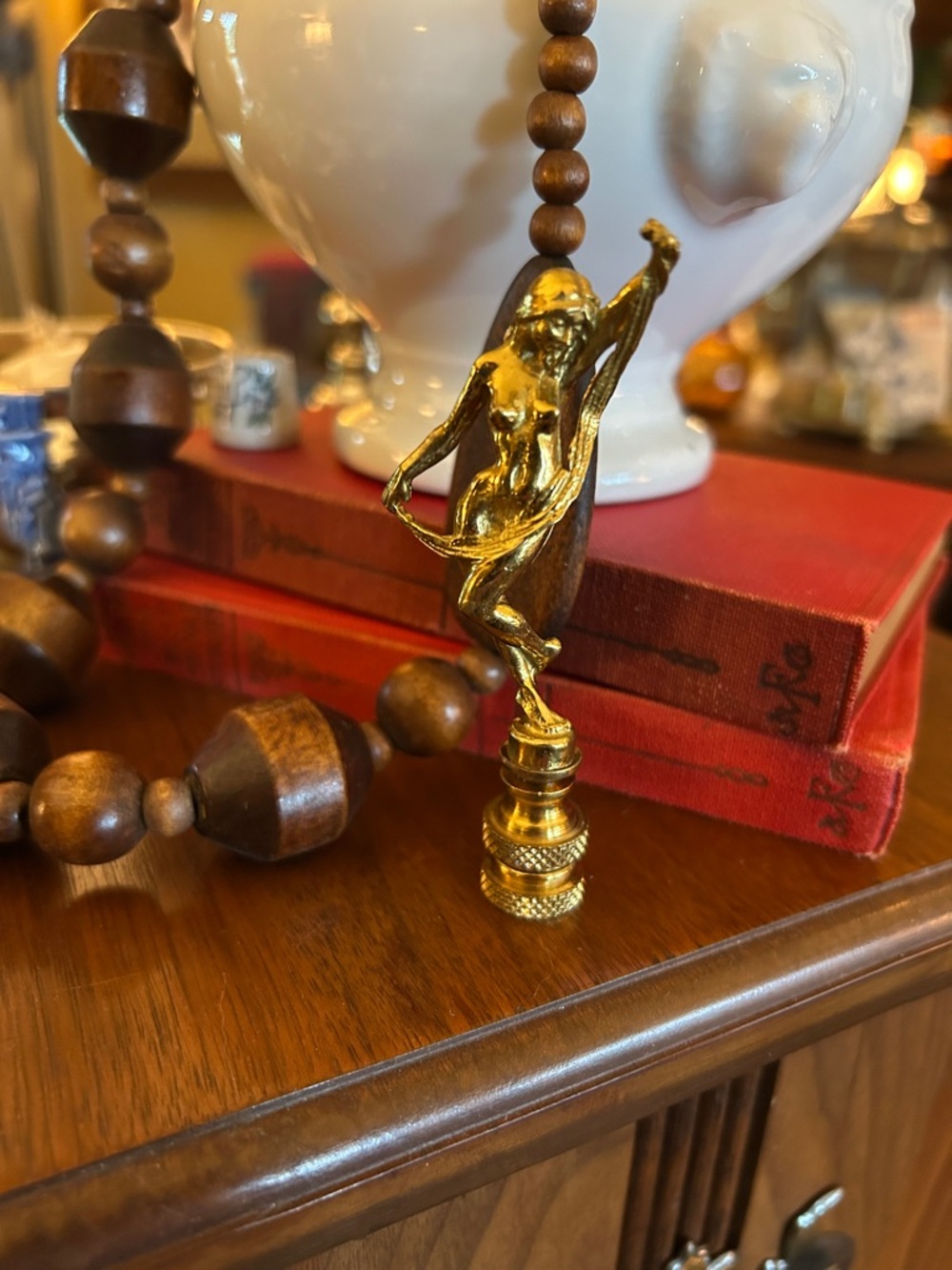 Vintage Brass Dancer Lamp Finial